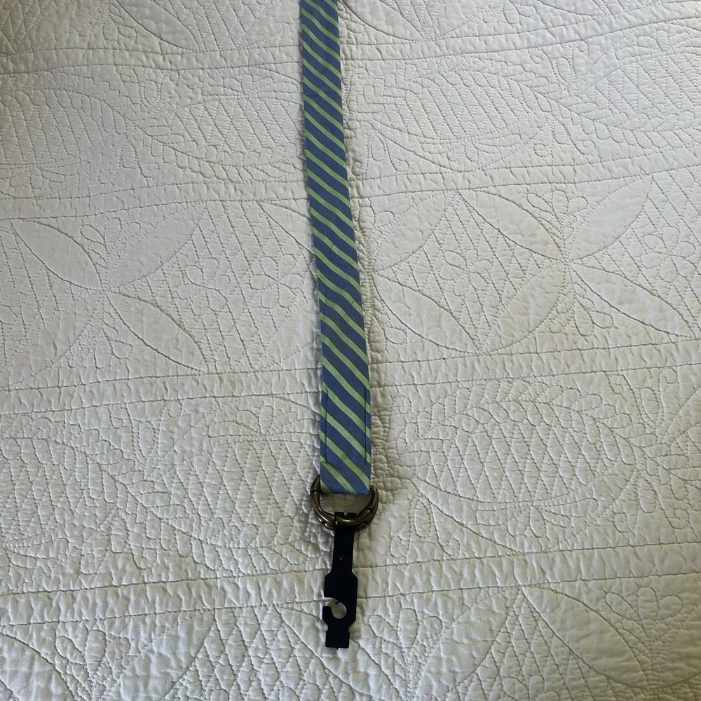 J Crew D Ring Green Blue Ribbon‎ Belt S/M 100% Cotton 42